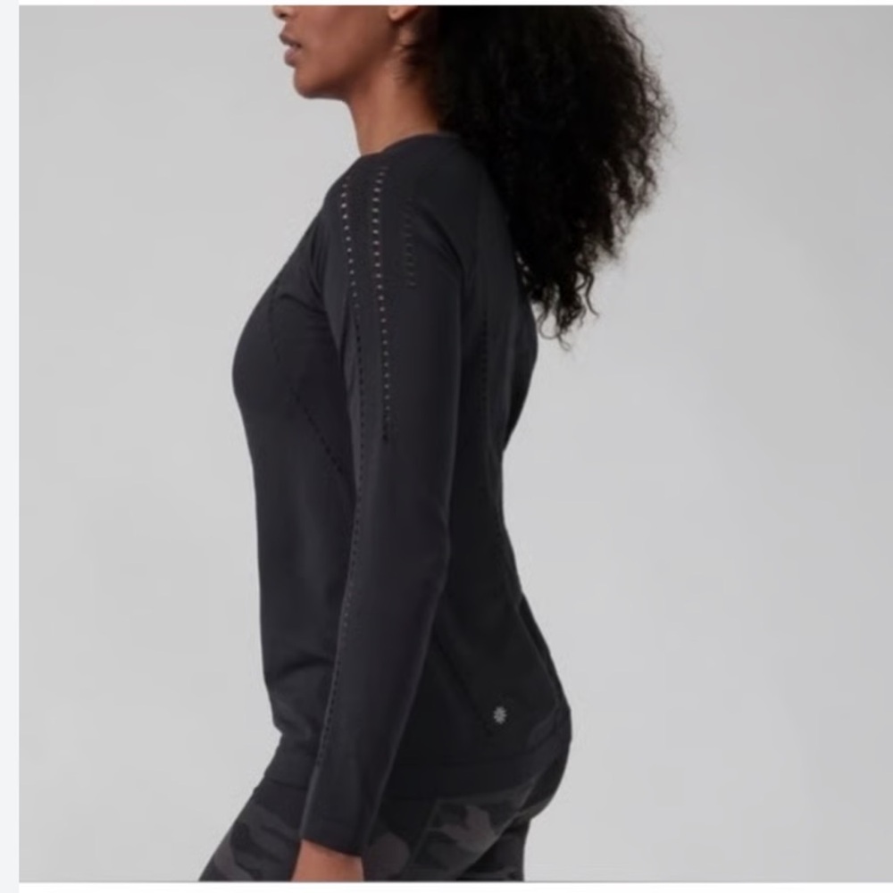 Athleta Oxygen Black Mesh Long Sleeve Top - Picture 3 of 7